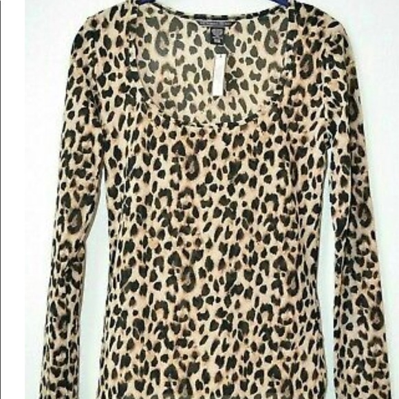SALE -🥰😊🤗VICTORIA'S SECRET Mesh Top Blouse Tunic Leopard - Picture 3 of 6